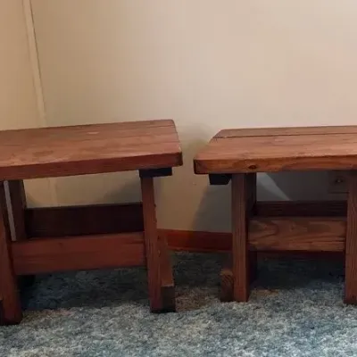 Two Solid Wooden End Tables/Stools 