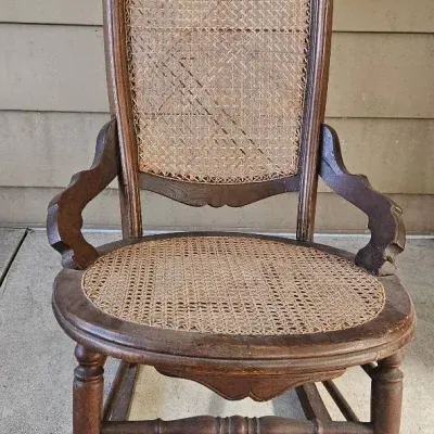 Vintage Victorian Cane Rocking Chair