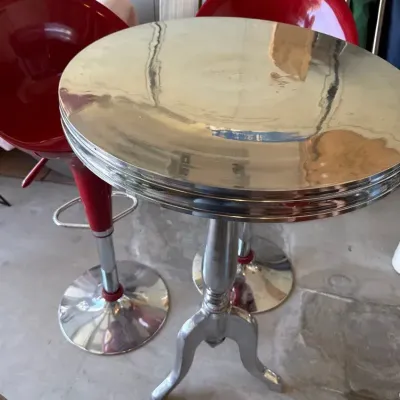 Modern Chrome Bistro Pub Table with 2 Red Adjustable Swivel Bar Stools – 3 Piece Set