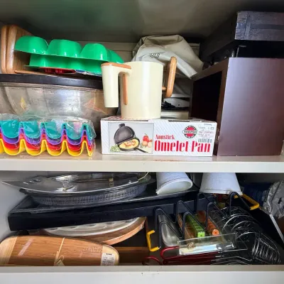 Lot Of Pans, Taco Holders, Sewing Machine, Wagon, Shelving 