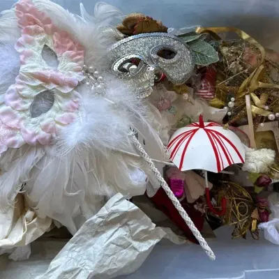 Holiday Lot With Masks And Ornaments 
