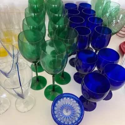 Emerald Green & Cobalt Blue Glass Stemware Collection – Assorted Wine Goblets