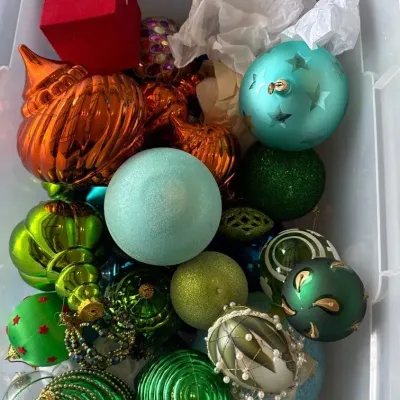 Lot Of Vintage Oversized Ornaments Blue, Green , Orange 