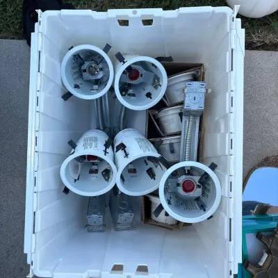 Lot of Recessed Ceiling Light Fixtures, Housings & Electrical Installation Components