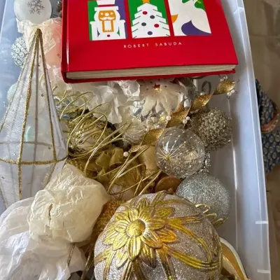 Huge Lot Of Silver/gold Colored Ornaments With Ornament Tree 