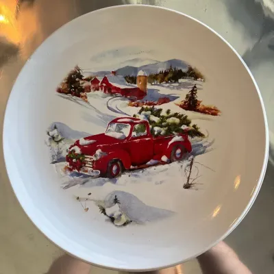 Red Truck Seasonal Small Dinner/ Side Plate Set Of 5