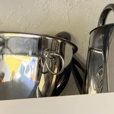Vintage-Style Stainless Steel Bowl with Ring Handles & Double-Handled Beverage Pitch