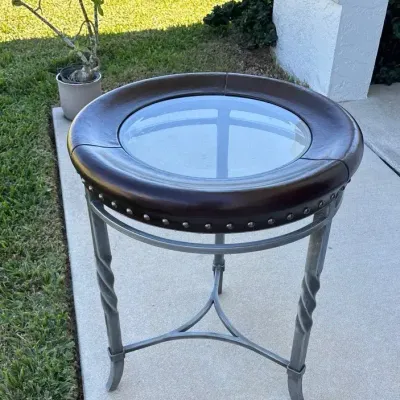 Metal And Glass Top Unique Side Table