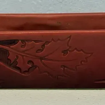 Vintage Roseville Pottery Oak Leaf 768-8 Rectangular Window Box Planter – Burgundy – 8"