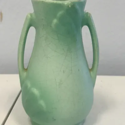 Vintage Weller Pottery Seafoam Green Double-Handled Art Pottery Vase – Matte Glaze