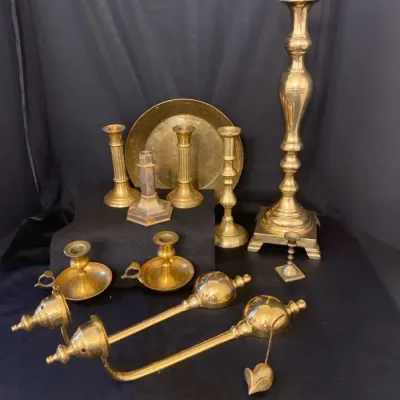 Vintage Brass Lot- Candlesticks, Plates, Decor MORE