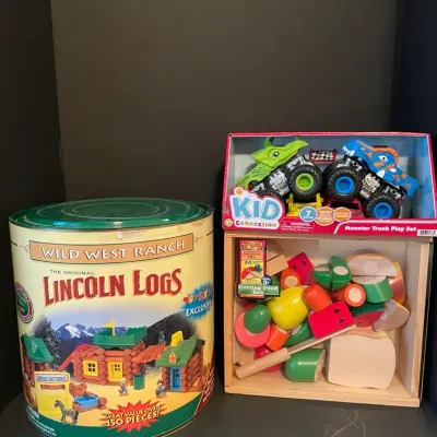 Lincoln Logs, Cutting Food Toy Box, Monster Truck Toy Set