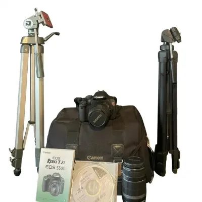 Canon EOS Rebel T2i DSLR Camera w/ 2 Lenses & 2 Tripods, Tested