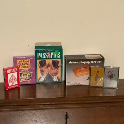 Vintage Card & Dice Game Lot - Pass The Pigs, The Great Dalmuti, Deluxe Cards