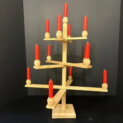 Vintage Erzgebirge Wooden Christmas Tree Candelabra Swivel Arm, Germany
