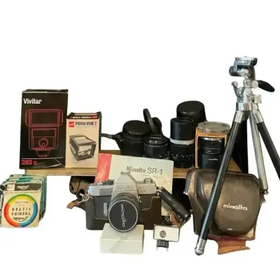 Vintage Minolta SR-1 35mm Manual-Focus SLR Film Camera w/ Accessories, Untested