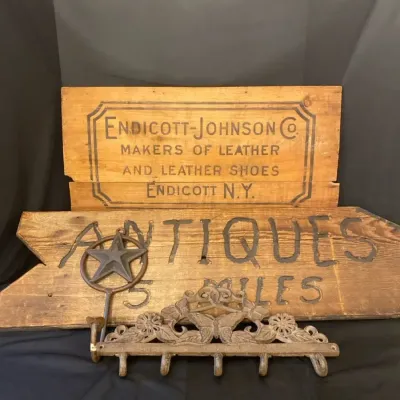 Vintage Rustic Wall Art- Endicott-Johnson Shoes Sign Metal Wall Art