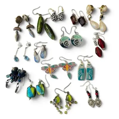 Dangle Earrings Lot (15) Laurel Burch Butterfly & Cats MORE