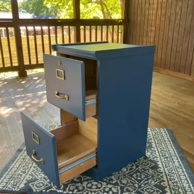 Blue Wooden 2-Drawer File Cabinet  