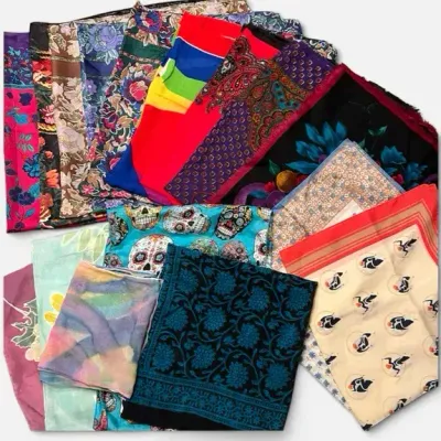 Large Scarf Lot - 11 Square, 4 Rectangle - Colorful Scarves 