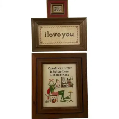 Vintage Framed Cross Stitch Lot of 3 Wall Art, Retro Decor