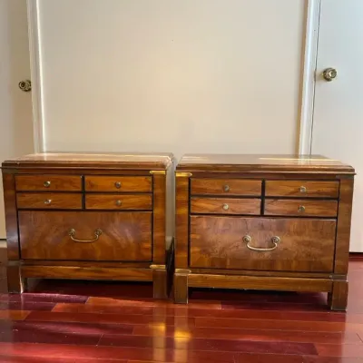Lane Wooden Night Stand Pair, Campaign Style