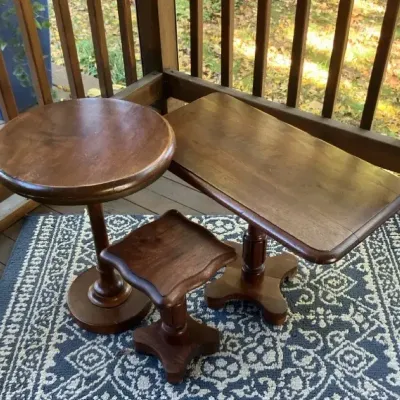 Vintage Wooden Tables, Plant Stands - Lot of 3  