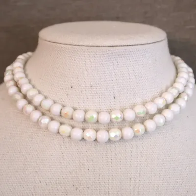 Faceted White AB Glass Choker Necklace