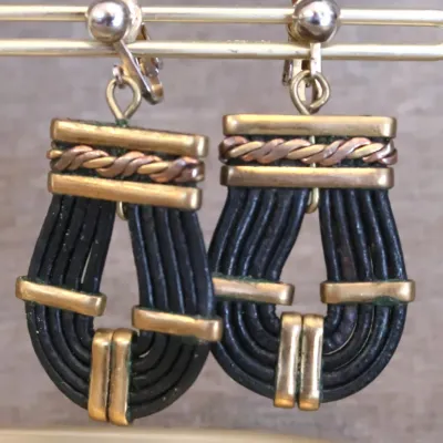 Leather & Brass Earrings