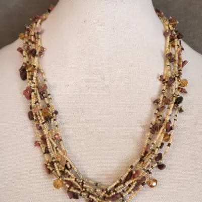 Earth Tone Seed Bead Necklace