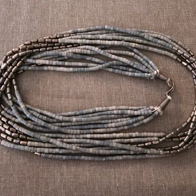 Clay And Metal Bead Necklace 6 Strand