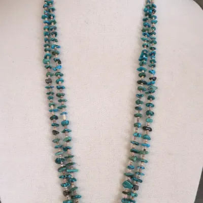Navajo - Turquoise And Clamshell Heishi-Style Beaded Necklace 2 Strand