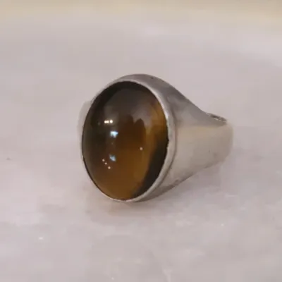 Sterling Silver Ring With Tiger's Eye Cabochon