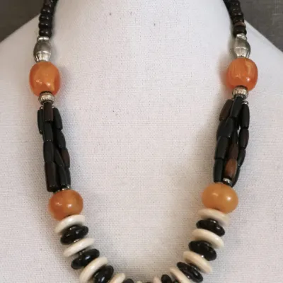 Bone, Resin & Wood Bead Necklace