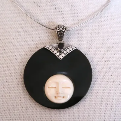 Moon Face Pendant Necklace  