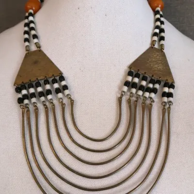 African Bronze Bib Metal Necklace