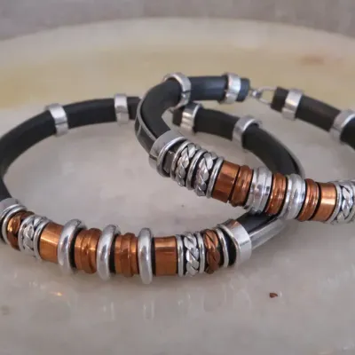 Cable And Copper Bracelets, Set Of 2