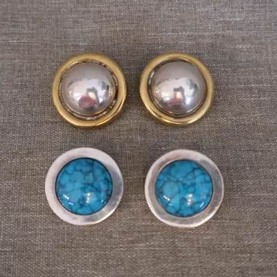 Sterling Silver Round  Earrings, Mexico