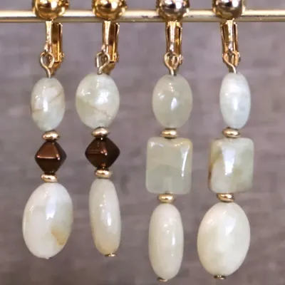 Light Green Quartz Drop  Earrings