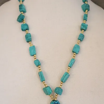 Blue Clay Egyptian Scarab Necklace