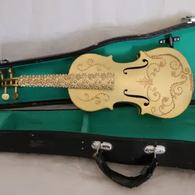 Decorated Violin In Battered Case