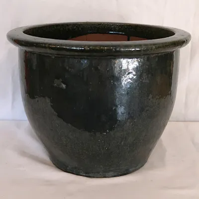 Sale Photo Thumbnail #168: Black Glaze Clay 15" Round Tall Garden Pot 