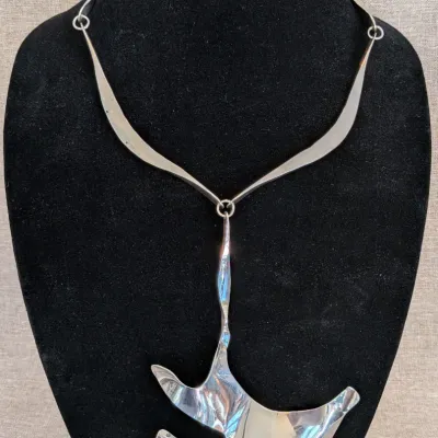 Sale Photo Thumbnail #194: Handmade Sterling Silver Modern Dove Necklace