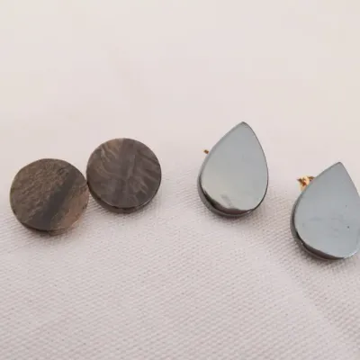 Hematite And Stone Earrings