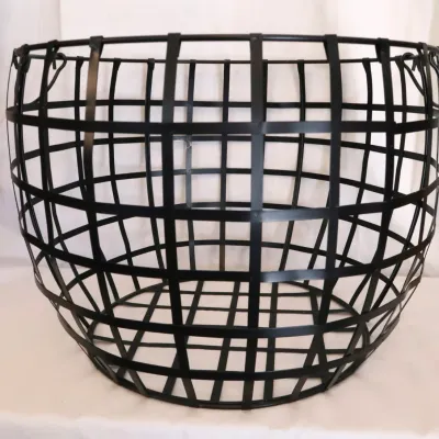 Sale Photo Thumbnail #103: Large Banded Steel Wood Storage Basket
