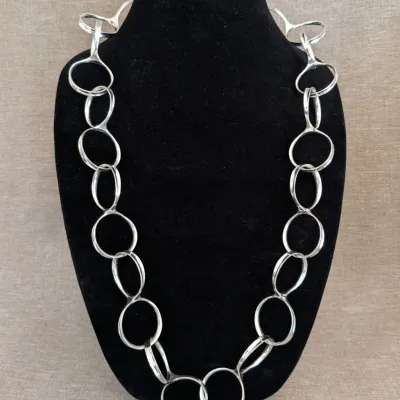 Sale Photo Thumbnail #193: Unique Sterling Silver Figure 8 Link Necklace