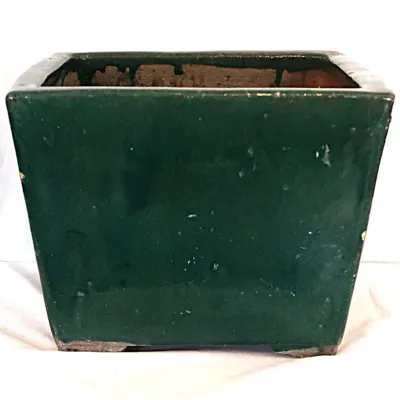 Sale Photo Thumbnail #167: Green Glaze 15" Clay Square Garden Pot 