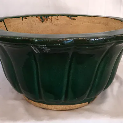 Sale Photo Thumbnail #169: Green Glaze 20" Clay Lotus Garden Pot 