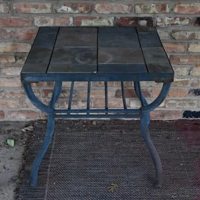 Sale Photo Thumbnail #279: Slate Tile Top Square Patio Side Table