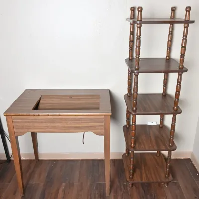 Sale Photo Thumbnail #104: Vintage Sewing Cabinet & Spindle Corner Shelf